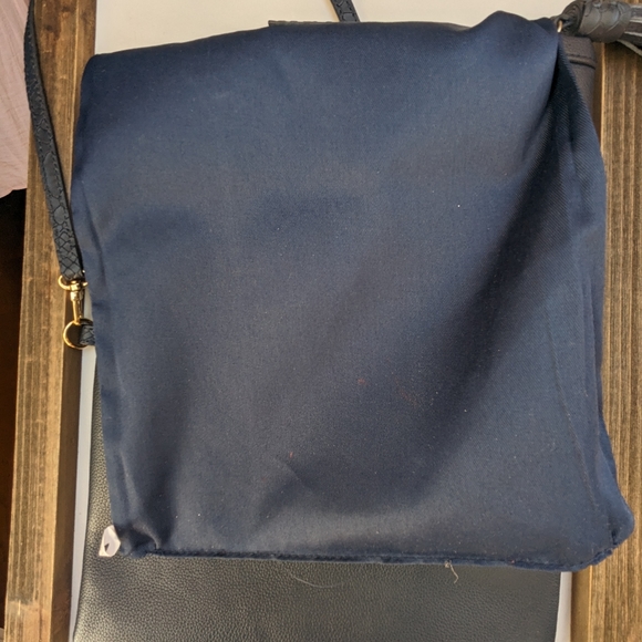 GIGI NEW YORK Navy Embossed Python Leather, Fold over clutch/ crossbody purse - Picture 12 of 17